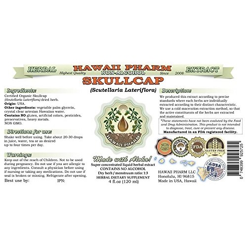 Skullcap Alcohol-Free Liquid Extract, Organic Skullcap Scutellar...