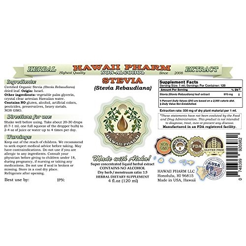 Stevia Alcohol-Free Liquid Extract, Organic Stevia Stevia Rebaud...