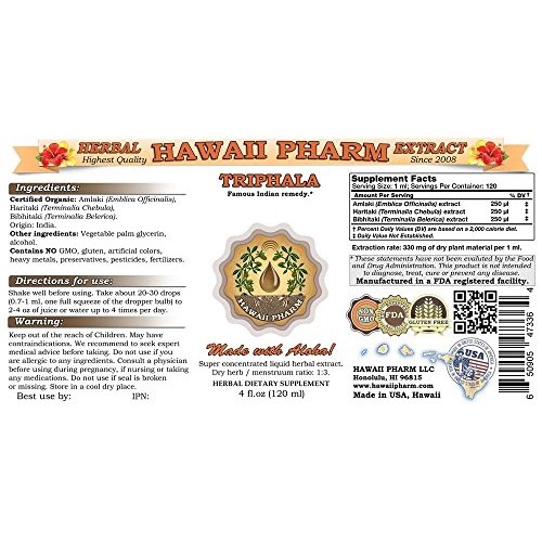 Triphala Liquid Extract, Organic Triphala Blend Tincture Herbal S...