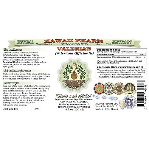 Valerian Alcohol-Free Liquid Extract, Organic Valerian Valeriana...