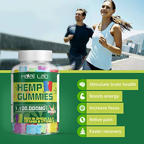 2 Pack Hemp Gummies 1,100,000mg - 100% Natural Hemp Oil Infused...