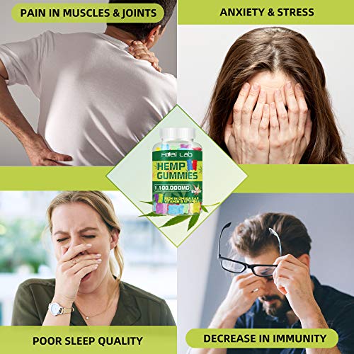 2 Pack Hemp Gummies 1,100,000mg - 100% Natural Hemp Oil Infused...