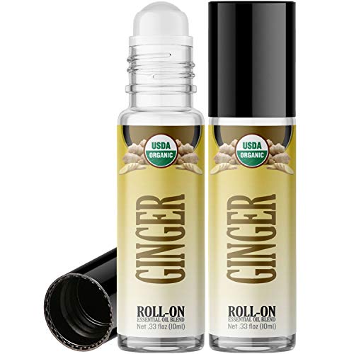 Organic Ginger Roll On Essential Oil Rollerball 2 Pack - USDA Ce...