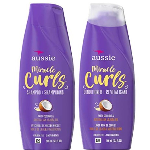 Aussie Miracle Curls Shampoo and Conditioner Set with coconut & a...