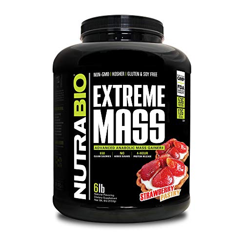 NutraBio Extreme Mass Weight Gainer - 6 lbs Strawberry Pastry