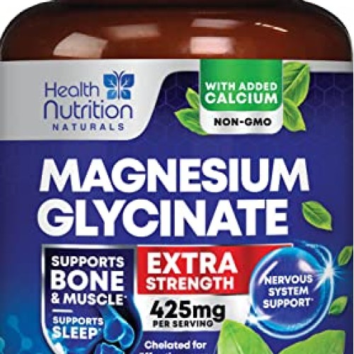 Magnesium Glycinate Extra Strength 425 mg - 100% Chelated High Ab...
