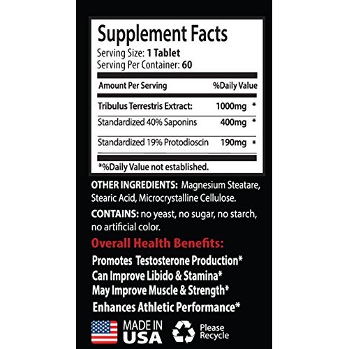 Tribulus Liquid - TRIBULUS TERRESTRIS Extract 1000MG 60 Tablets -...