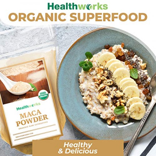 Healthworks Maca Powder Raw 16 Ounces / 1 Pound | Certified Org...