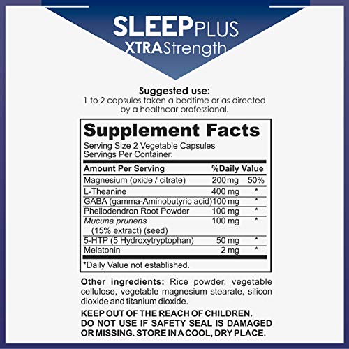 Sleep Plus Xtra Strength – Melatonin + 5-HTP + Magnesium + L-Thea...