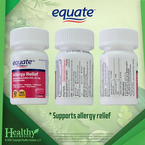 Healthy Surplus Equate Allergy Relief Diphenhydramine HCL, 25 mg ...