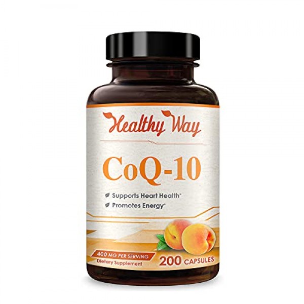 Healthy Way Pure CoQ10 400mg Per Serving - 200 Capsules Supports ...