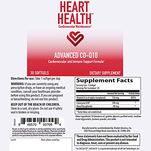 Heart Health Advanced Co-Q10, Cardiovascular & Immune Support, He...