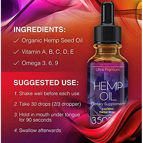 Hemp Oil for Pain Relief Anxiety Sleep Mood & Stress Relief -3500...