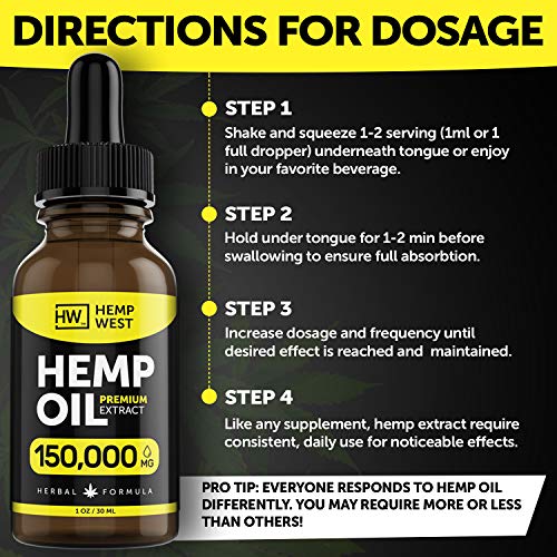 Hemp Oil 150000 MG for Pain & Anxiety Relief – Sleep Support – O...