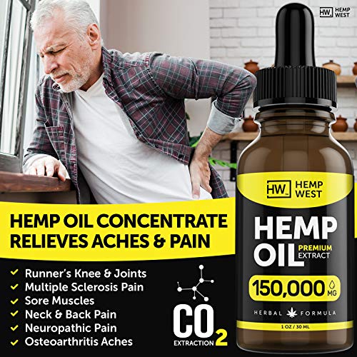 Hemp Oil 150000 MG for Pain & Anxiety Relief – Sleep Support – O...