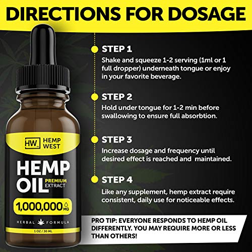 Hemp Oil for Pain, Anxiety Relief - Sleep Support - Organic Extra...