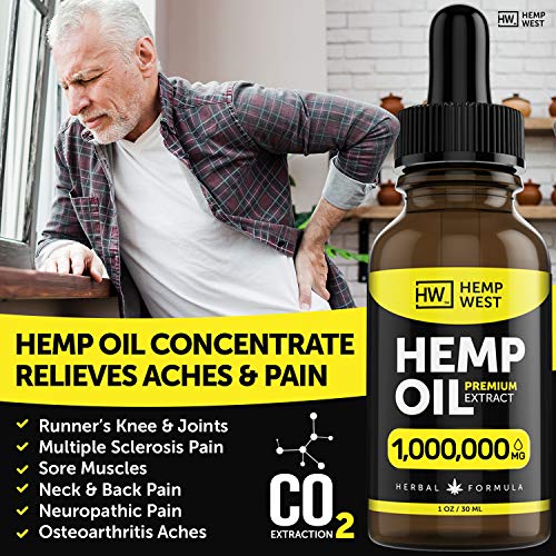 Hemp Oil for Pain, Anxiety Relief - Sleep Support - Organic Extra...