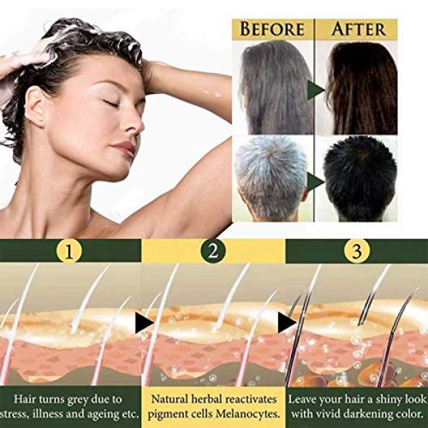 2pcs Natural Hair Darkening Shampoo,Organic Hair Darkening Shampo...