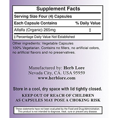 Herb Lore Alfalfa - 200 Alfalfa Capsules - All Natural Vegan Alfa...