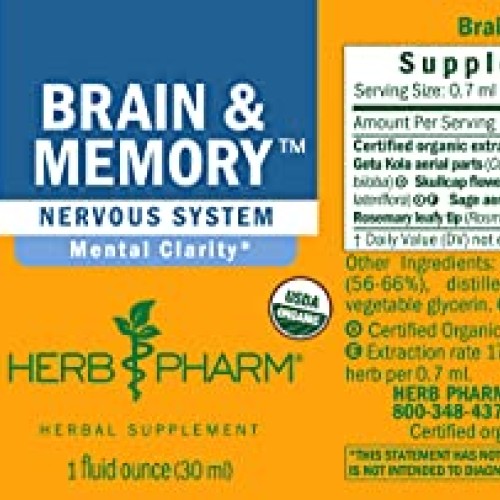 Herb Pharm Brain and Memory Liquid Herbal Formula with Ginkgo for...