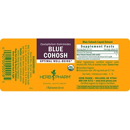 Herb Pharm Certified Organic Blue Cohosh Liquid Extract - 1 Ounce