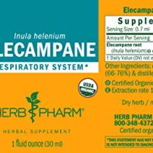 Herb Pharm Certified Organic Elecampane Liquid Extract for Respir...