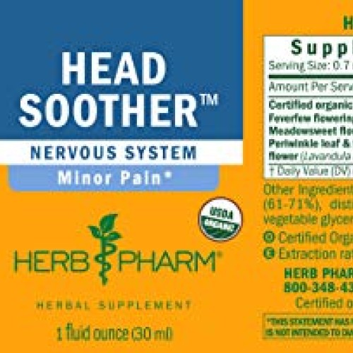 Herb Pharm Certified Organic Head Soother Liquid Herbal Formula f...