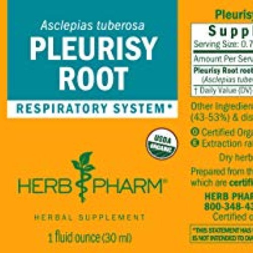 Herb Pharm Certified Organic Pleurisy Root Liquid Extract for Res...