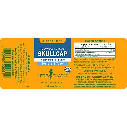 Herb Pharm Certified Organic Skullcap Liquid Extract for Nervous ...