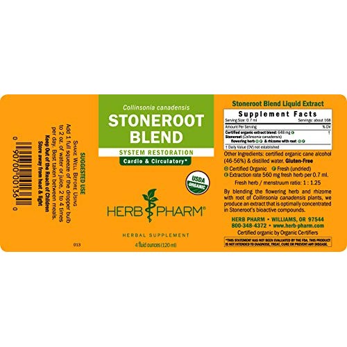 Herb Pharm Certified Organic Stoneroot Blend Liquid Extract for C...