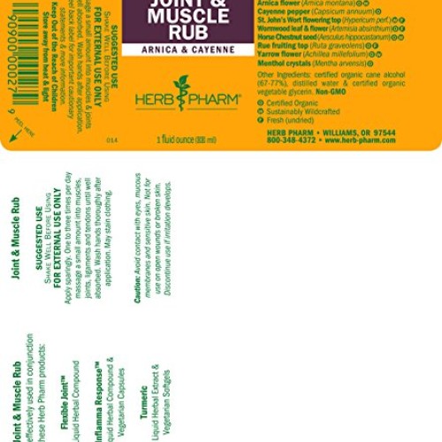 Herb Pharm Joint and Muscle Warming Rub with Cayenne Extract - 1 ...
