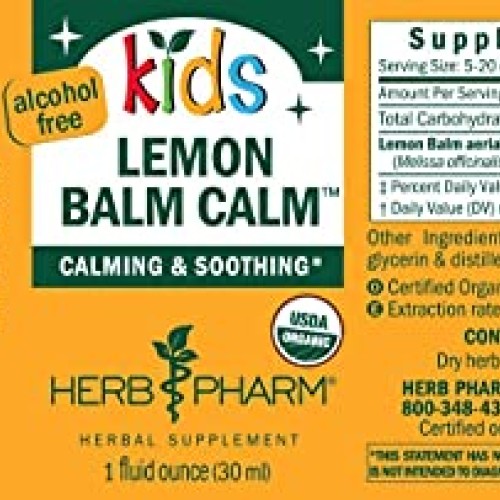 Herb Pharm Kids Certified-Organic Alcohol-Free Lemon Balm Calm Li...