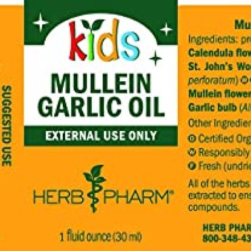 Herb Pharm Kids Mullein and Garlic Oil, 1 Fl Oz