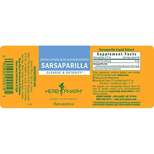 Herb Pharm Sarsaparilla Liquid Extract for Cleansing and Detoxifi...
