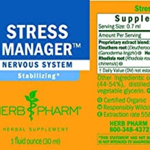 Herb Pharm Stress Manager Herbal Formula with Rhodiola and Holy B...