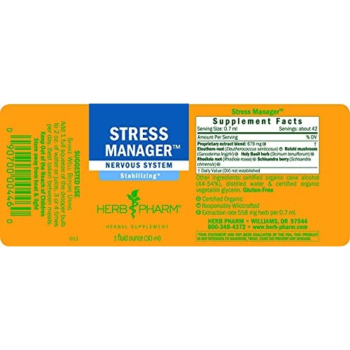Herb Pharm Stress Manager Herbal Formula with Rhodiola and Holy B...