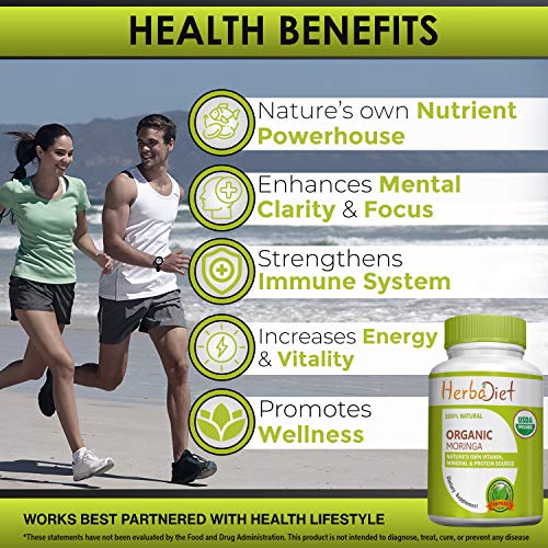 Moringa Oleifera Leaf Powder Tablets - 500mg Certified Organic Pi...