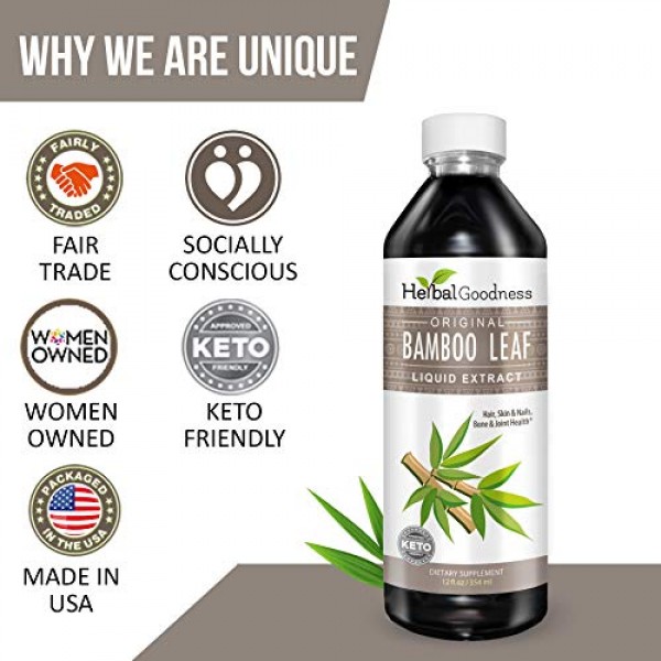 Bamboo Leaf Extract Liquid - 70% Natural Silica - Vegan Collagen ...