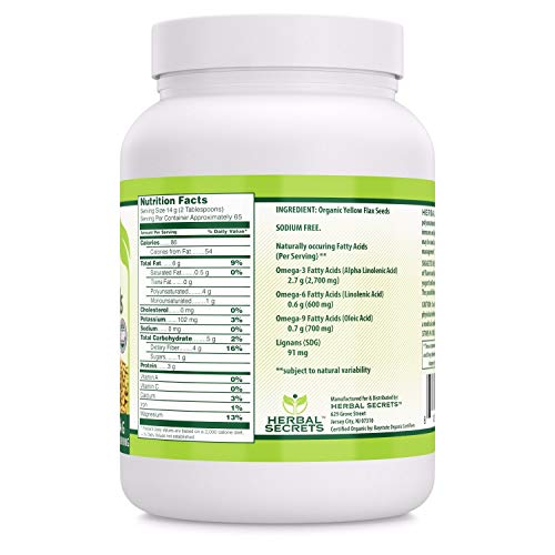 Herbal Secrets USDA Certified Organic Flax Seeds 2 Lbs 14 G Per ...