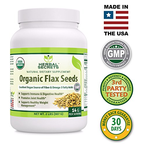 Herbal Secrets USDA Certified Organic Flax Seeds 2 Lbs 14 G Per ...