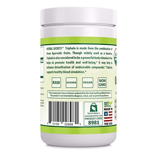 Herbal Secrets USDA Certified Organic Triphala 16 Oz1 Lb Gluten...