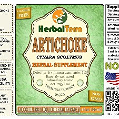 Artichoke Cynara scolymus Glycerite, Organic Dried Leaf Alcohol...