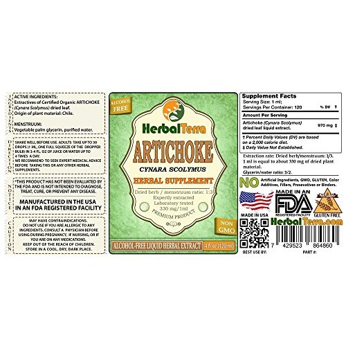 Artichoke Cynara scolymus Glycerite, Organic Dried Leaf Alcohol...