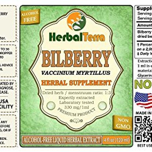 Bilberry Vaccinium Myrtillus Glycerite, Dried Berries Alcohol-F...