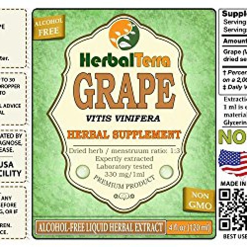 Grape Vitis Vinifera Glycerite, Organic Dried Seeds Alcohol-Fre...