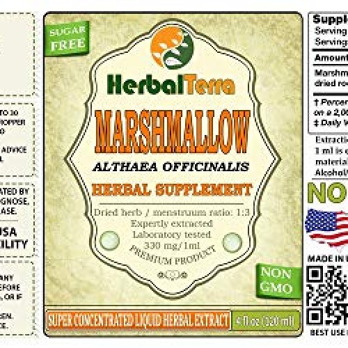 Marshmallow Althaea Officinalis Tincture, Organic Dried Root Li...