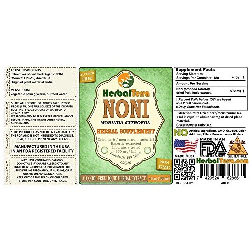 Noni Morinda Citrofol Glycerite, Organic Dried Fruits Alcohol-F...