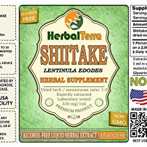 Shiitake Lentinula Edodes Glycerite, Organic Dried Mushrooms Al...