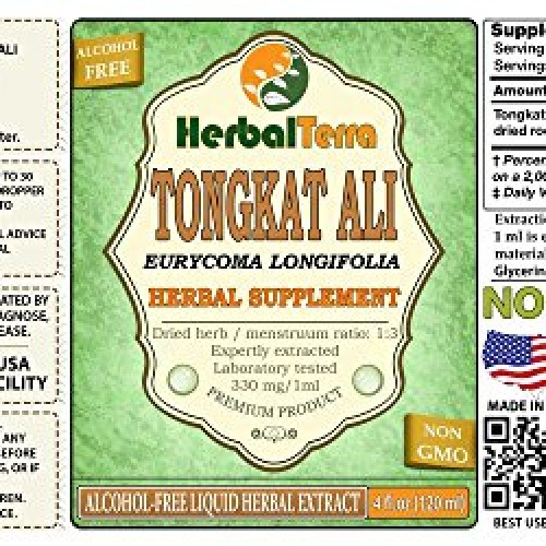 Tongkat Ali Eurycoma Longifolia Glycerite, Dried Roots Alcohol-...