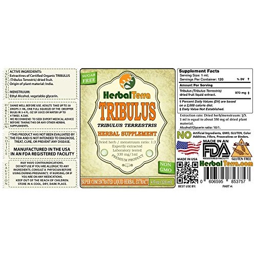 Tribulus Tribulus Terrestris Tincture, Organic Dried Fruits Liq...